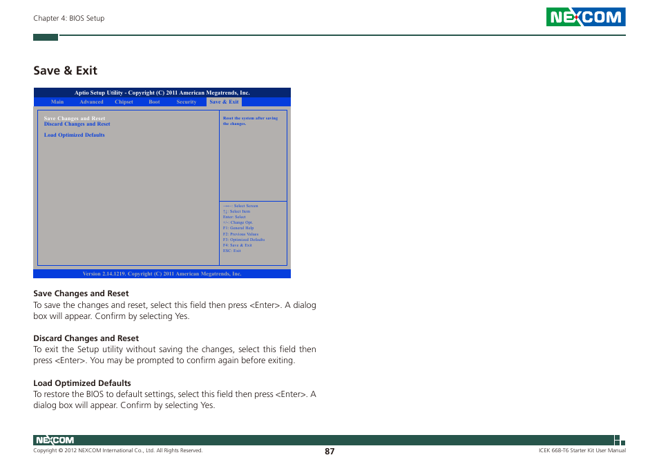 Save & exit | NEXCOM ICES 668 User Manual | Page 101 / 105