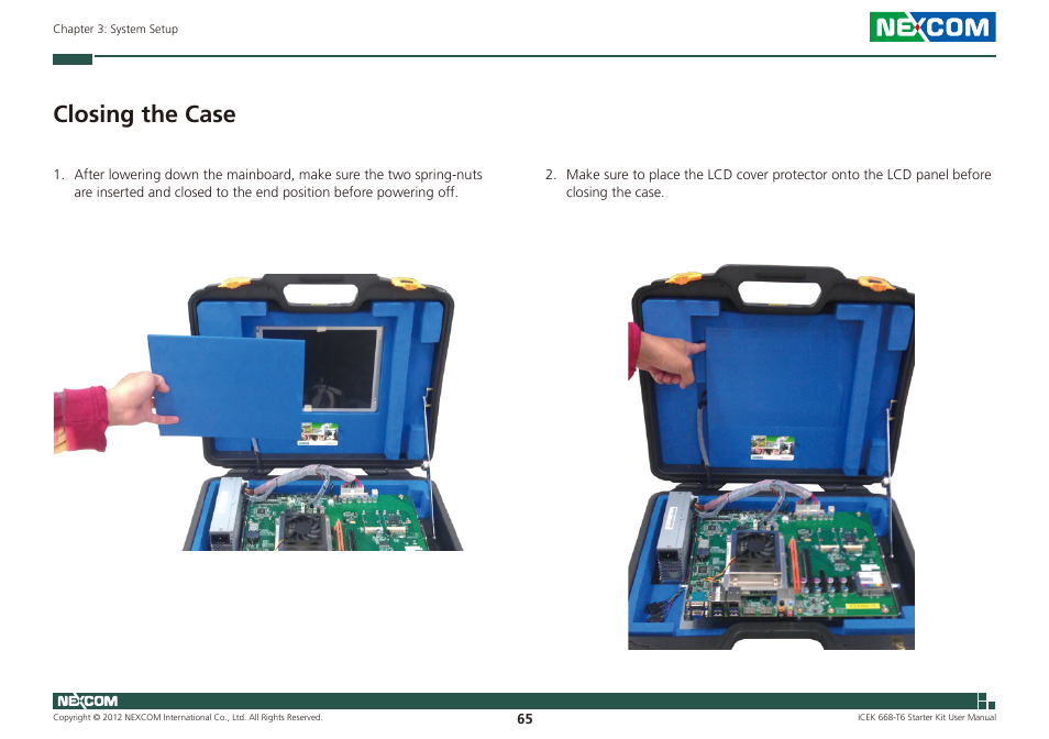 Closing the case | NEXCOM ICES 668 User Manual | Page 79 / 105