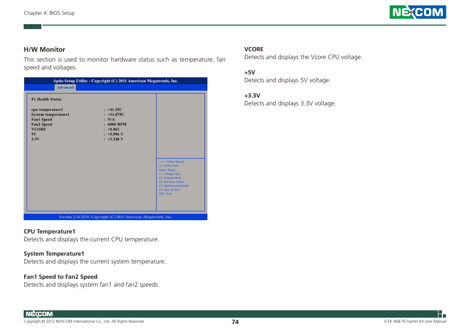 H/w monitor | NEXCOM ICES 668 User Manual | Page 88 / 105