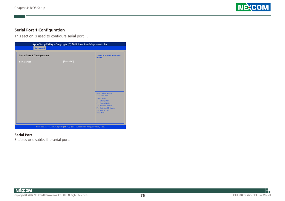 Serial port 1 configuration | NEXCOM ICES 668 User Manual | Page 90 / 105