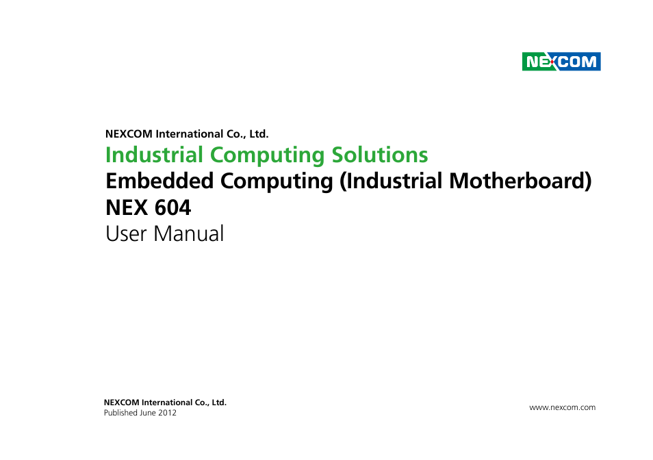 NEXCOM NEX 604 User Manual | 61 pages