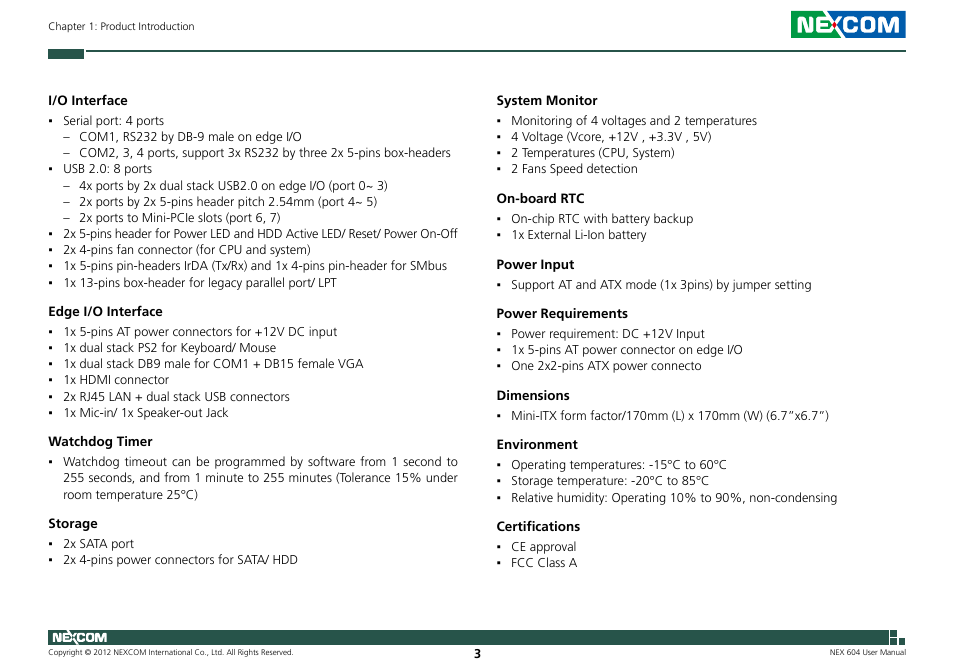 NEXCOM NEX 604 User Manual | Page 18 / 61