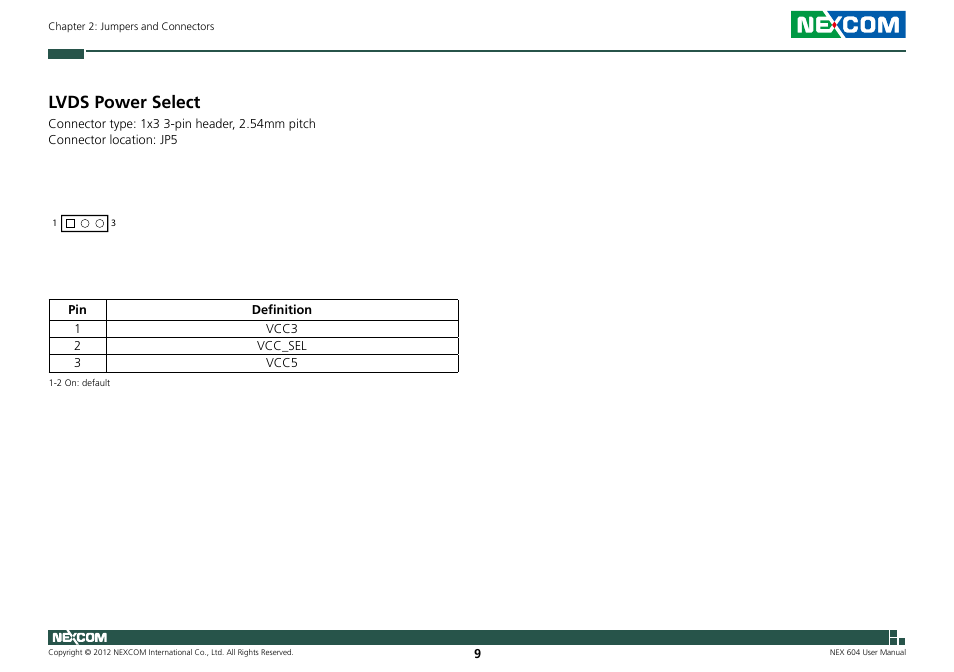 Lvds power select | NEXCOM NEX 604 User Manual | Page 24 / 61