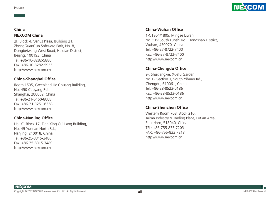 NEXCOM NEX 607 User Manual | Page 12 / 75