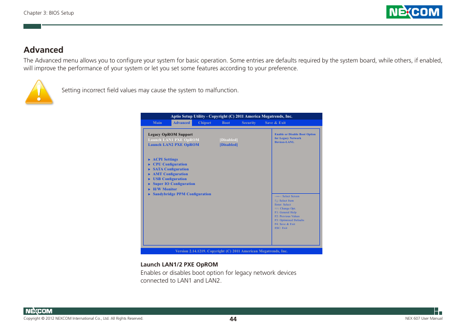 Advanced | NEXCOM NEX 607 User Manual | Page 59 / 75