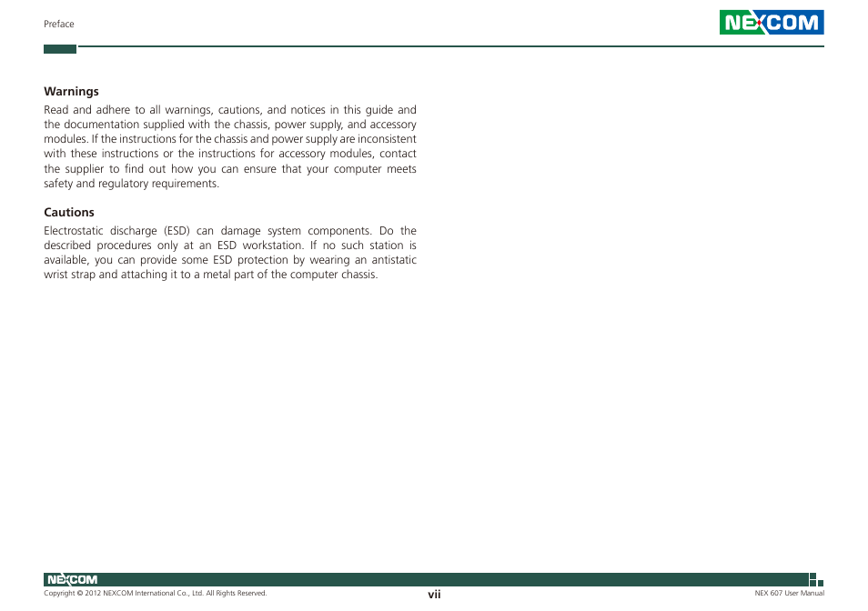 NEXCOM NEX 607 User Manual | Page 7 / 75