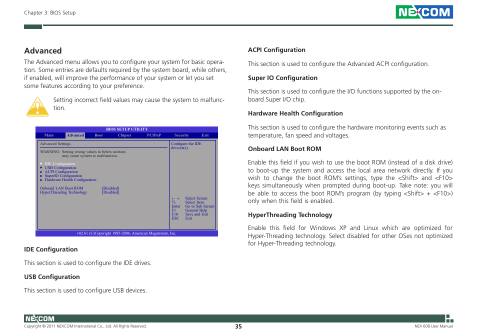 Advanced | NEXCOM NEX 608 User Manual | Page 48 / 67