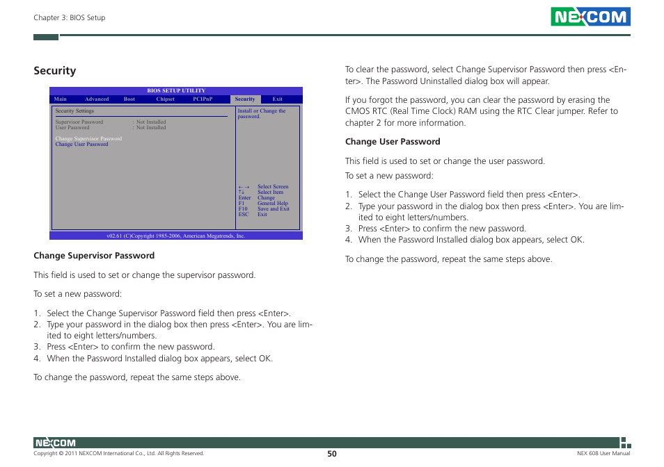 Security | NEXCOM NEX 608 User Manual | Page 63 / 67