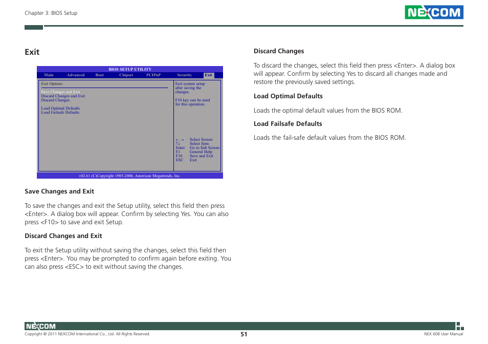 Exit | NEXCOM NEX 608 User Manual | Page 64 / 67