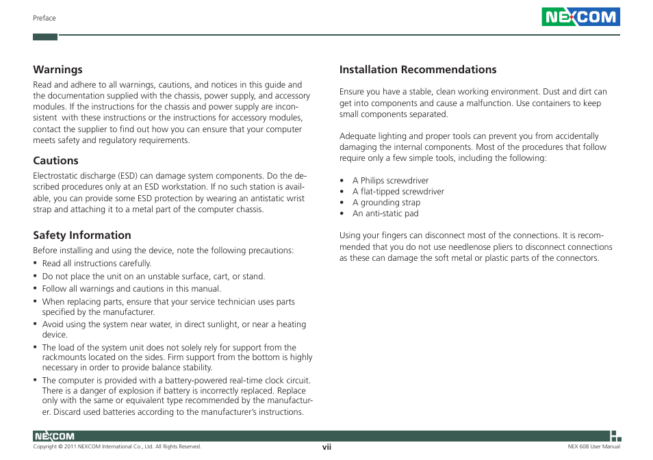 NEXCOM NEX 608 User Manual | Page 7 / 67