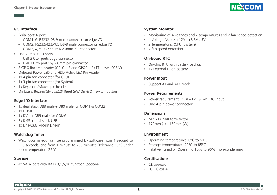 NEXCOM NEX 609 User Manual | Page 17 / 61