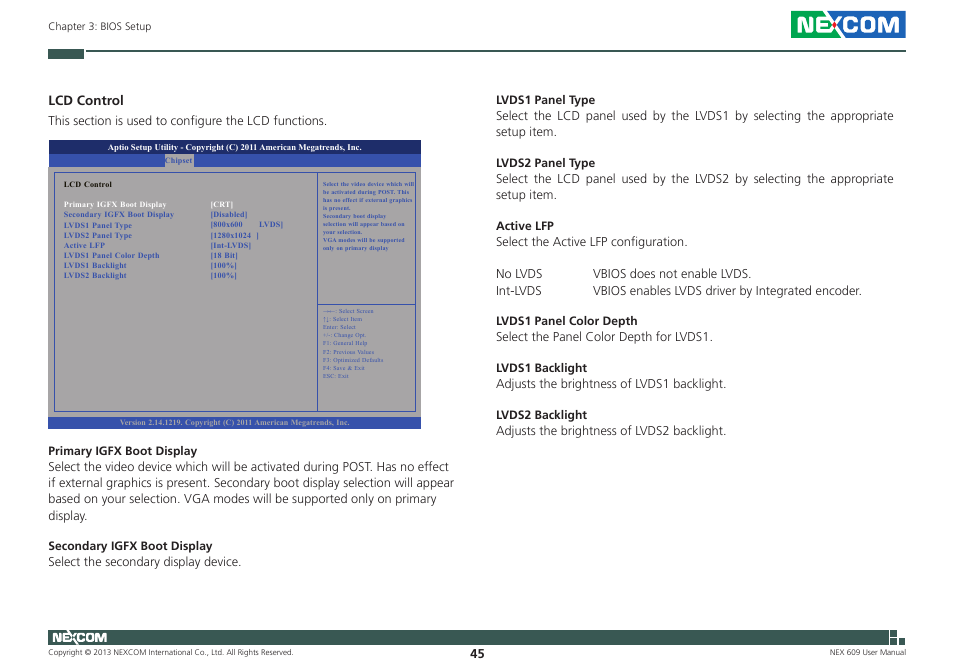 Lcd control | NEXCOM NEX 609 User Manual | Page 59 / 61