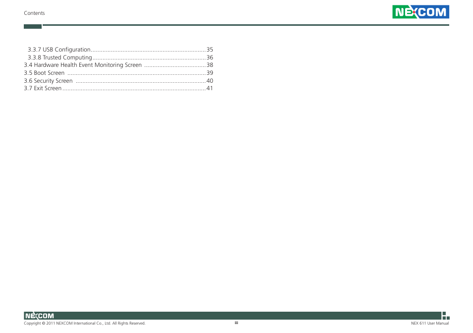 NEXCOM NEX 611 User Manual | Page 3 / 51