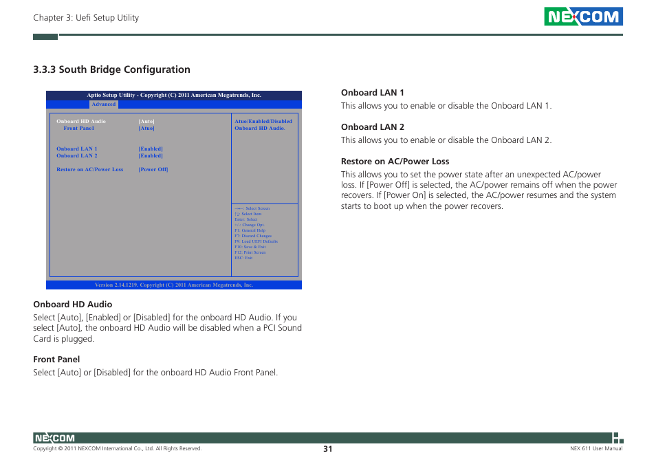 3 south bridge configuration | NEXCOM NEX 611 User Manual | Page 42 / 51