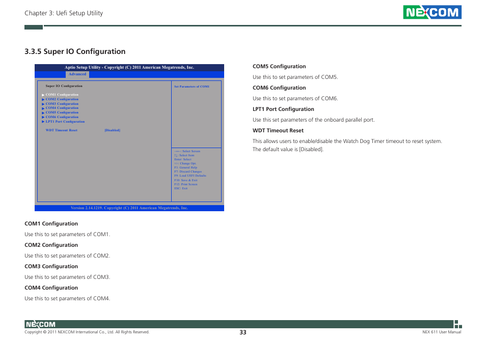 5 super io configuration | NEXCOM NEX 611 User Manual | Page 44 / 51