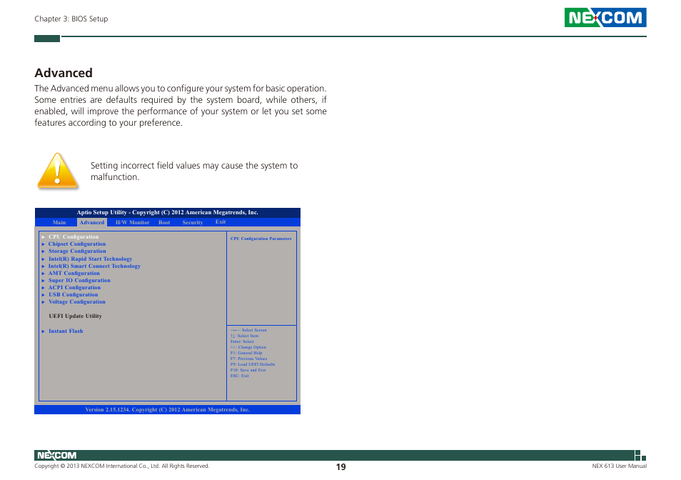 Advanced | NEXCOM NEX 613 User Manual | Page 33 / 45
