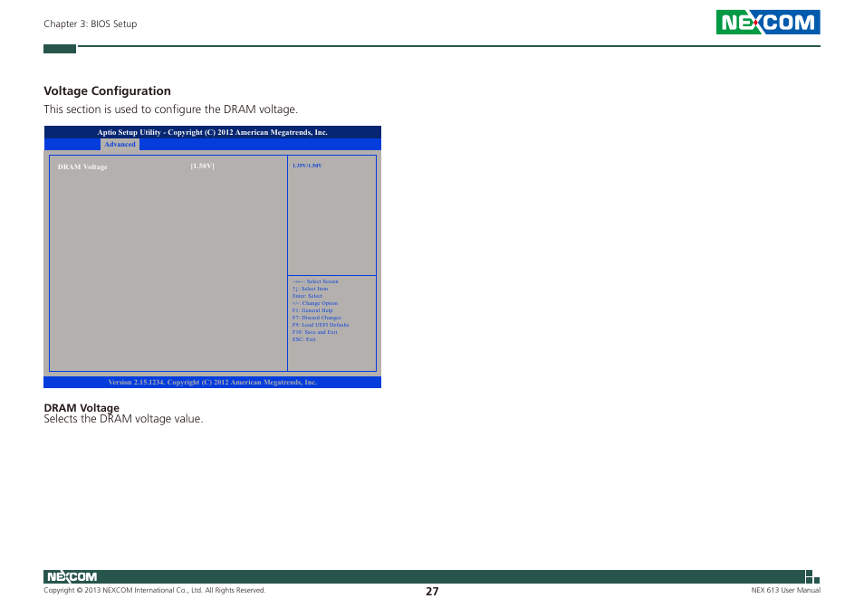 Voltage configuration | NEXCOM NEX 613 User Manual | Page 41 / 45