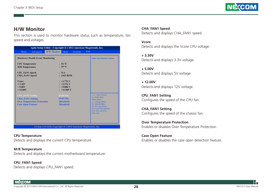 H/w monitor | NEXCOM NEX 613 User Manual | Page 42 / 45