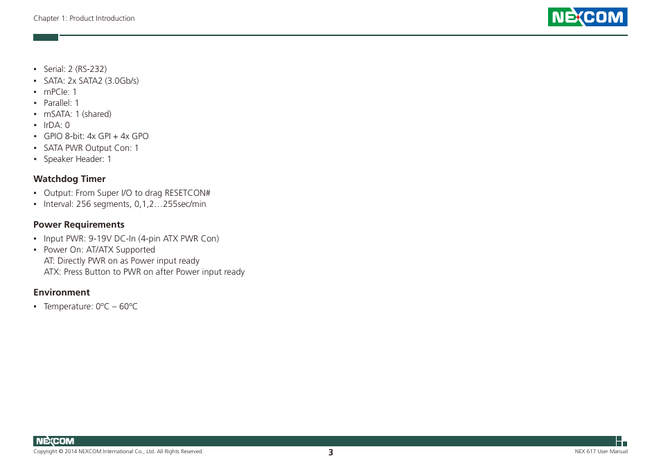 NEXCOM NEX 617 User Manual | Page 17 / 53