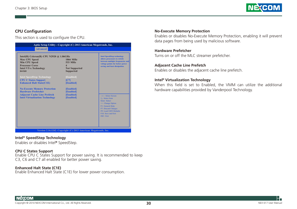 Cpu configuration | NEXCOM NEX 617 User Manual | Page 44 / 53
