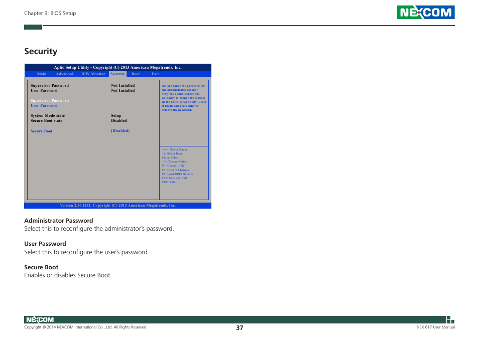 Security | NEXCOM NEX 617 User Manual | Page 51 / 53