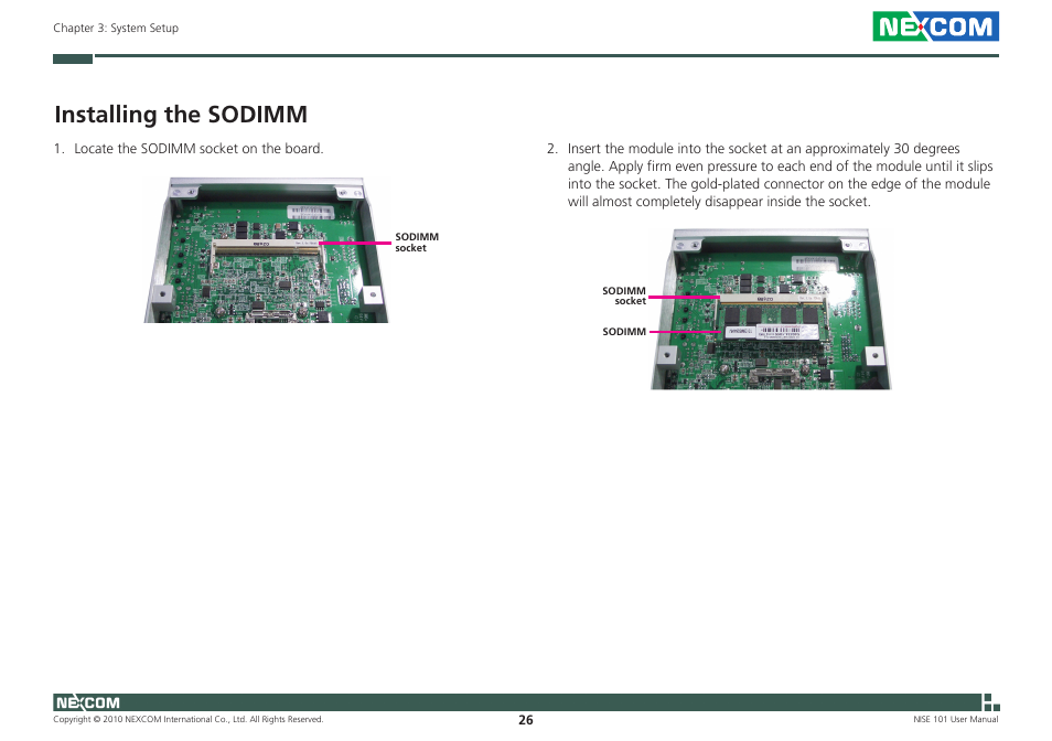 Installing the sodimm | NEXCOM NISE 101 User Manual | Page 39 / 79