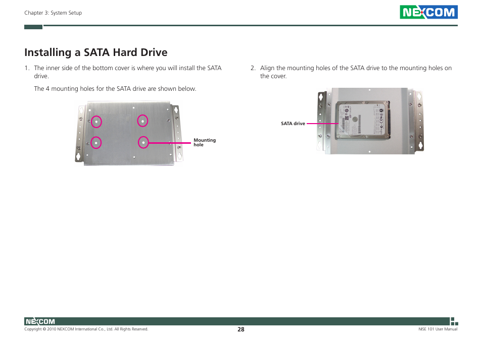 Installing a sata hard drive | NEXCOM NISE 101 User Manual | Page 41 / 79