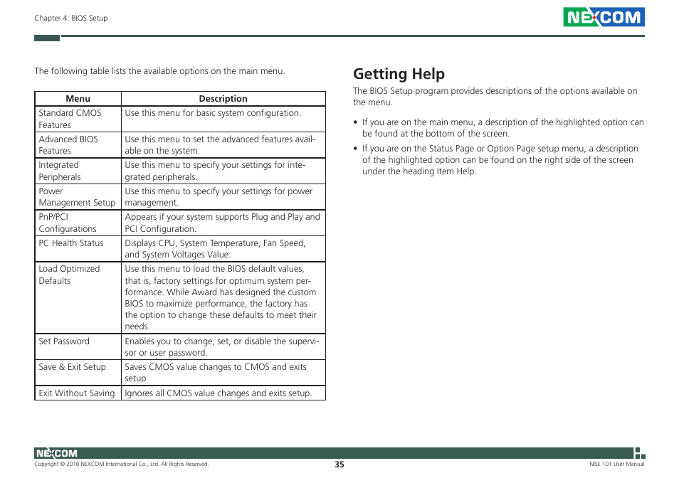 Getting help | NEXCOM NISE 101 User Manual | Page 48 / 79