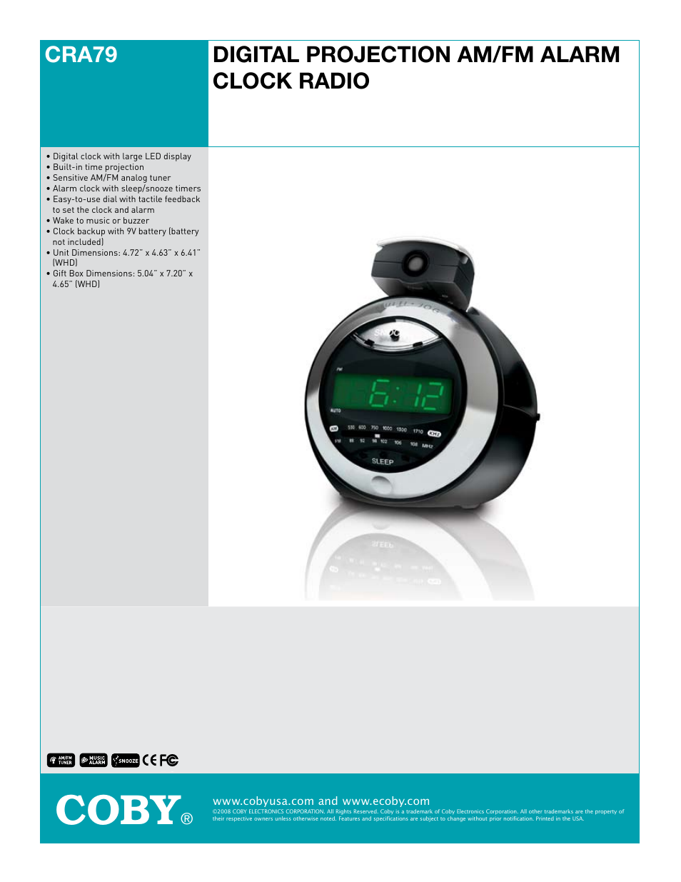 COBY CRA79 User Manual | 1 page