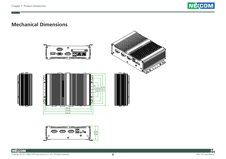 Mechanical dimensions | NEXCOM NISE 103 User Manual | Page 19 / 83