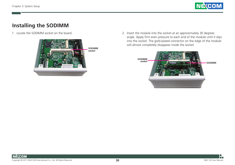 Installing the sodimm | NEXCOM NISE 103 User Manual | Page 43 / 83
