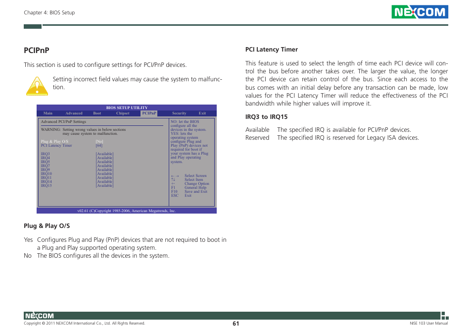 Pcipnp | NEXCOM NISE 103 User Manual | Page 74 / 83