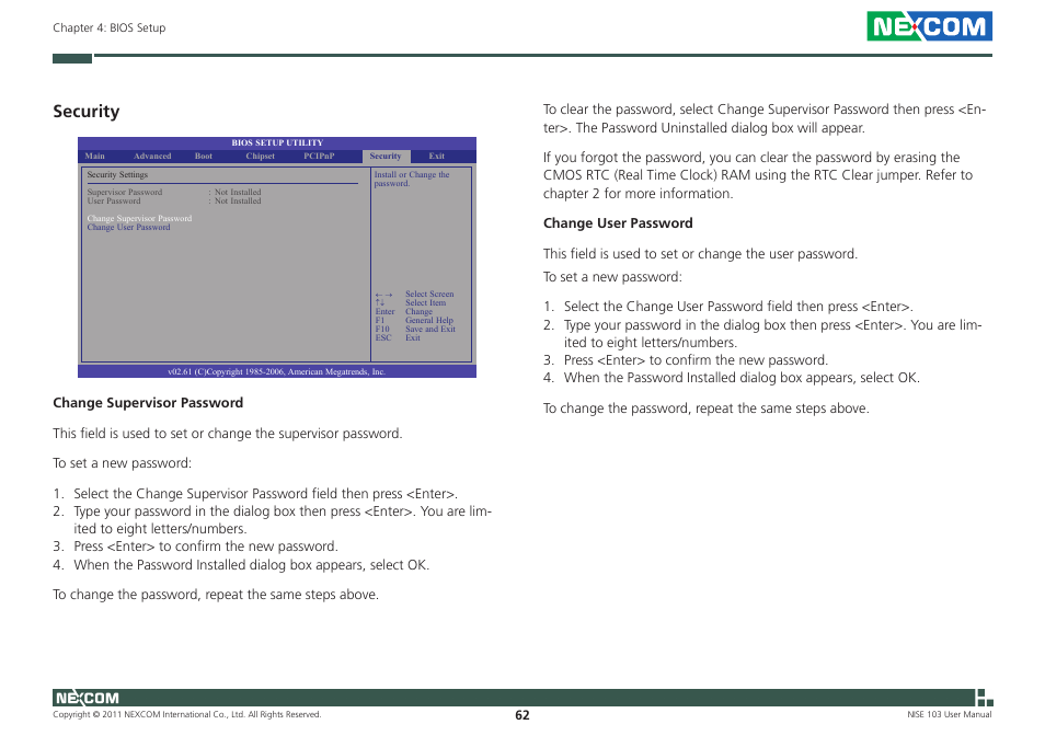 Security | NEXCOM NISE 103 User Manual | Page 75 / 83