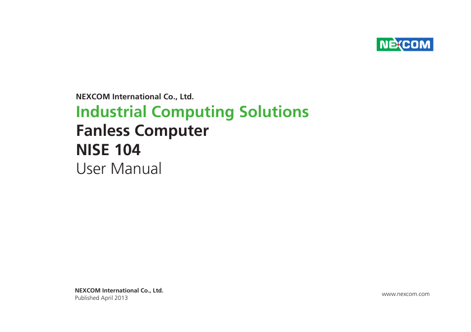 NEXCOM NISE 104 User Manual | 78 pages
