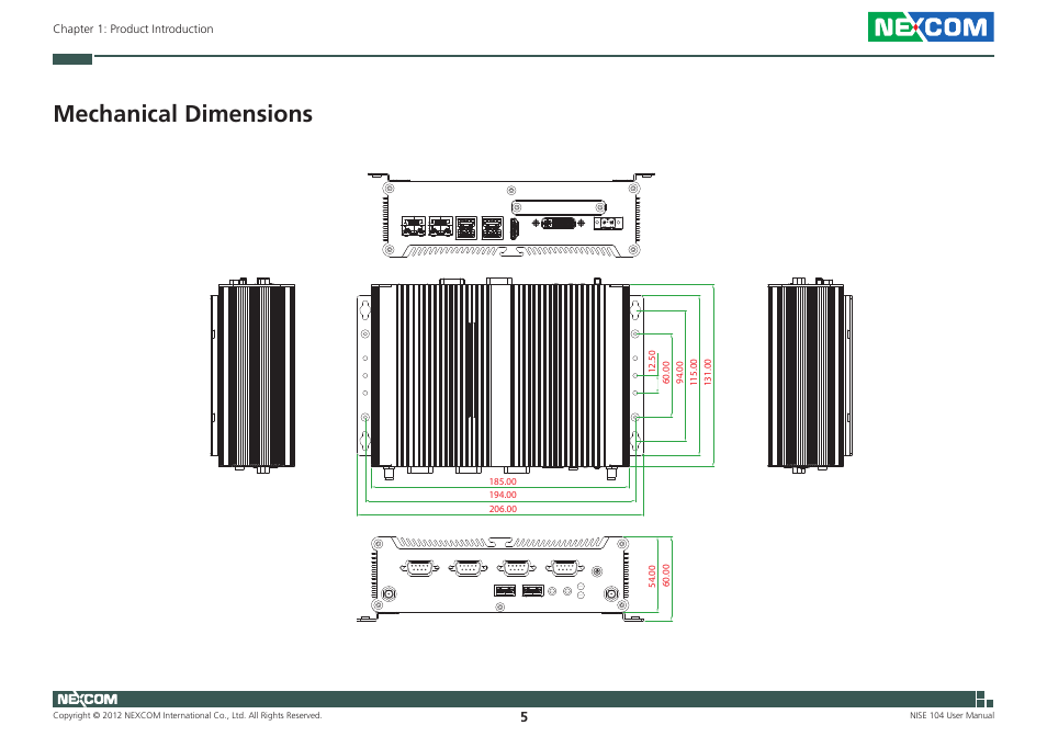 Mechanical dimensions | NEXCOM NISE 104 User Manual | Page 19 / 78