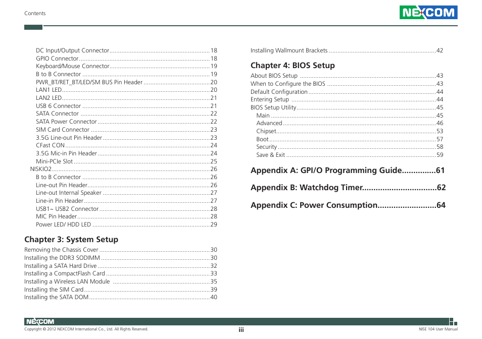 NEXCOM NISE 104 User Manual | Page 3 / 78