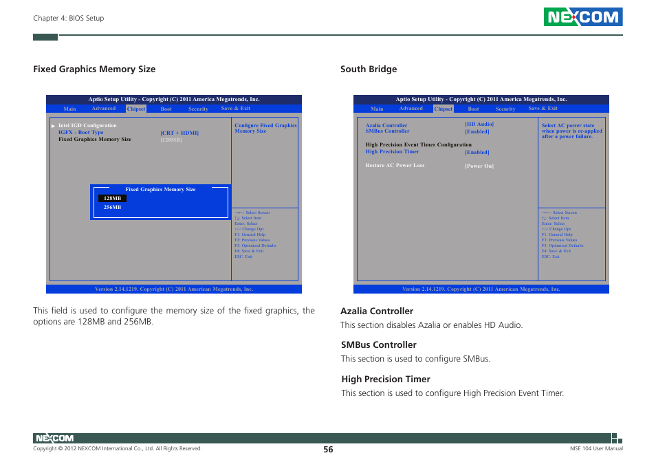 Smbus controller, High precision timer | NEXCOM NISE 104 User Manual | Page 70 / 78