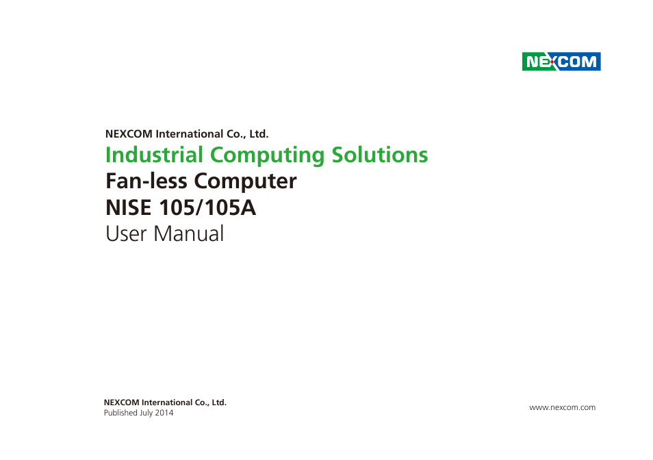 NEXCOM NISE 105 User Manual | 78 pages