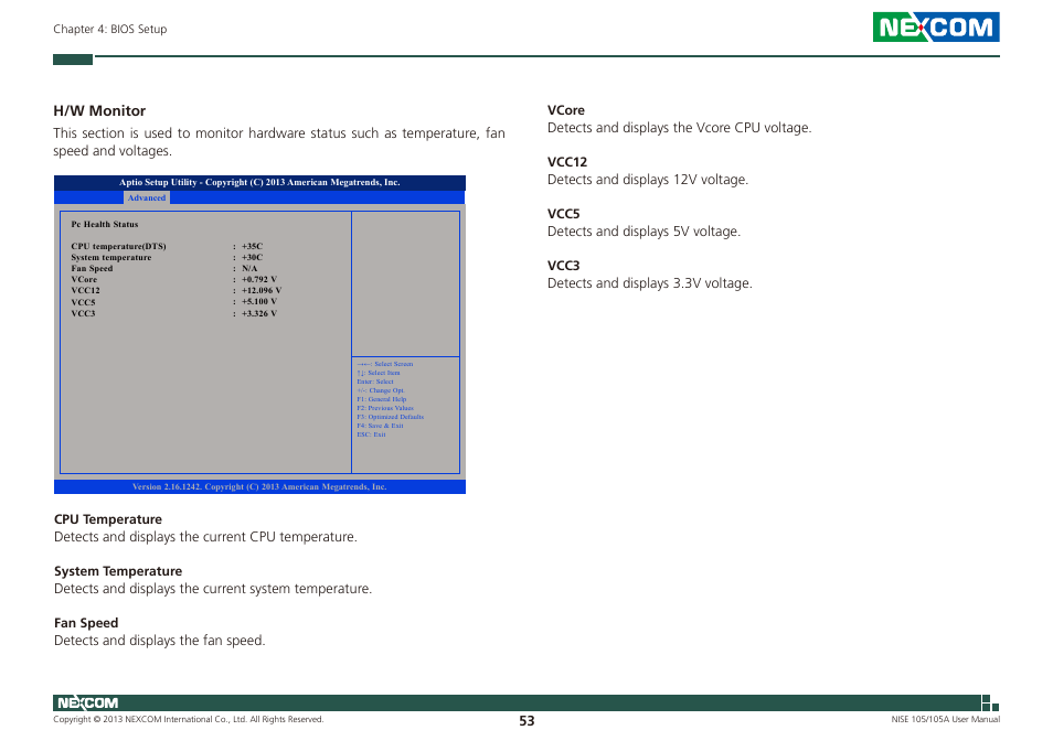 H/w monitor | NEXCOM NISE 105 User Manual | Page 66 / 78