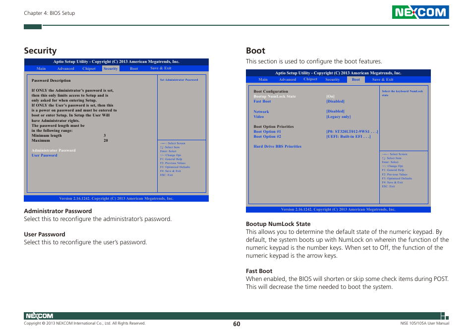 Security boot, Security, Boot | NEXCOM NISE 105 User Manual | Page 73 / 78