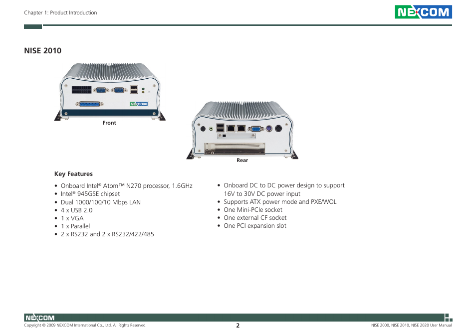 Nise 2010 | NEXCOM NISE 2000 User Manual | Page 15 / 84