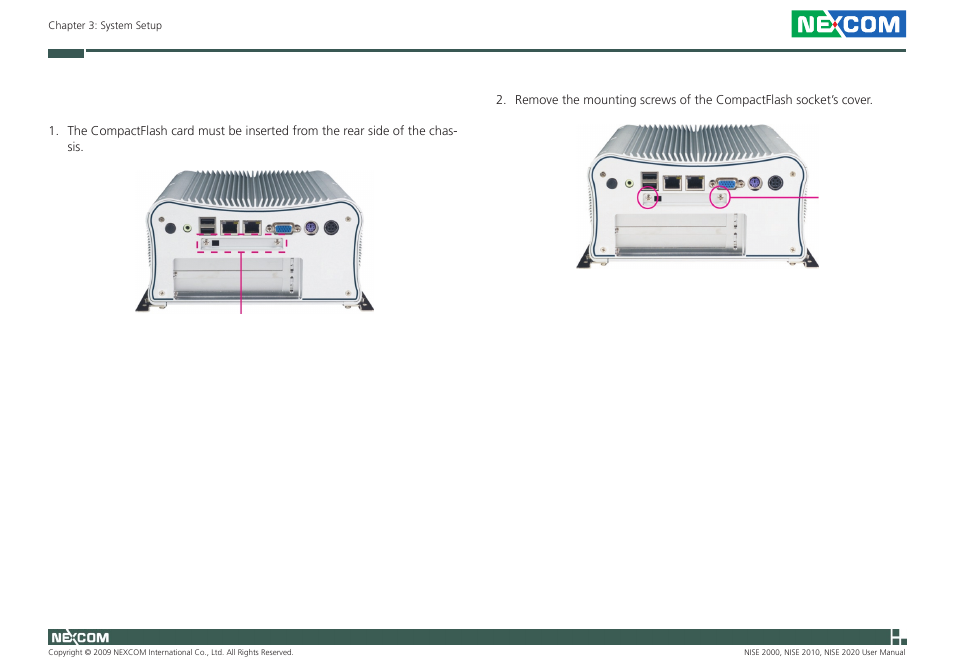 Installing a compactflash card | NEXCOM NISE 2000 User Manual | Page 55 / 84