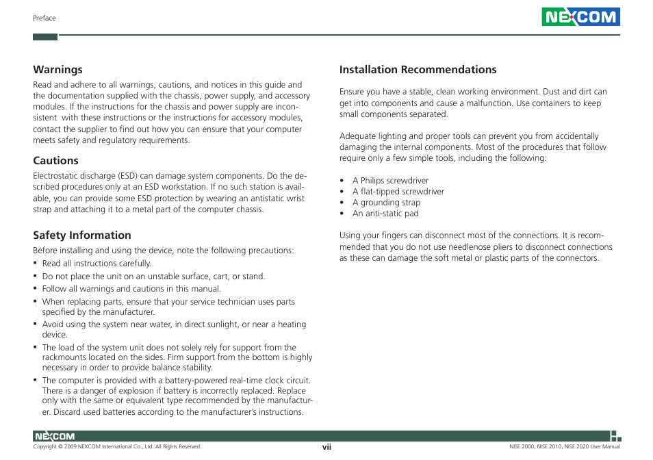 NEXCOM NISE 2000 User Manual | Page 7 / 84