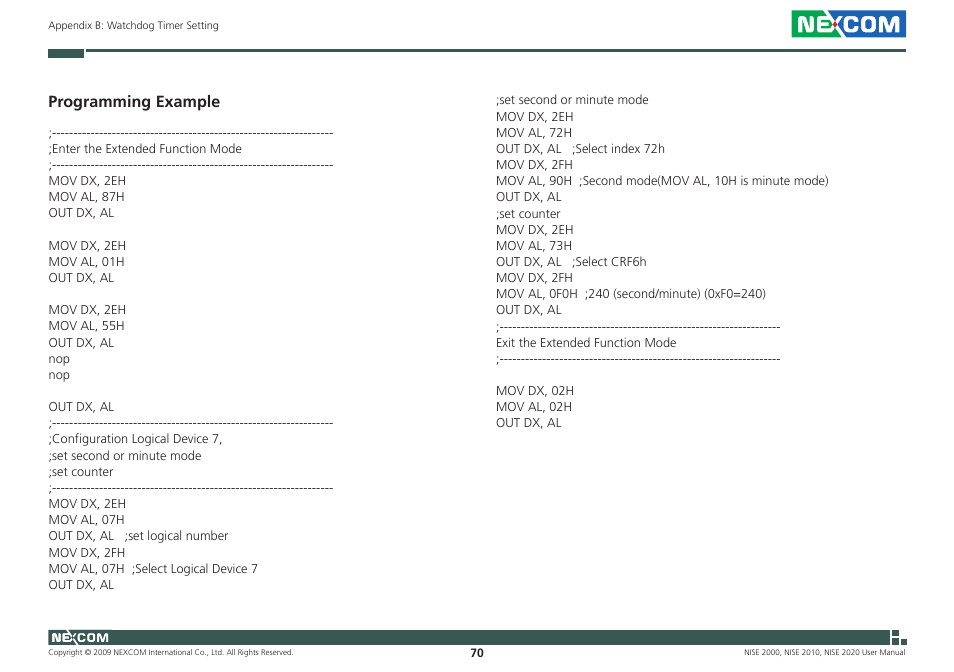 Programming example | NEXCOM NISE 2000 User Manual | Page 83 / 84