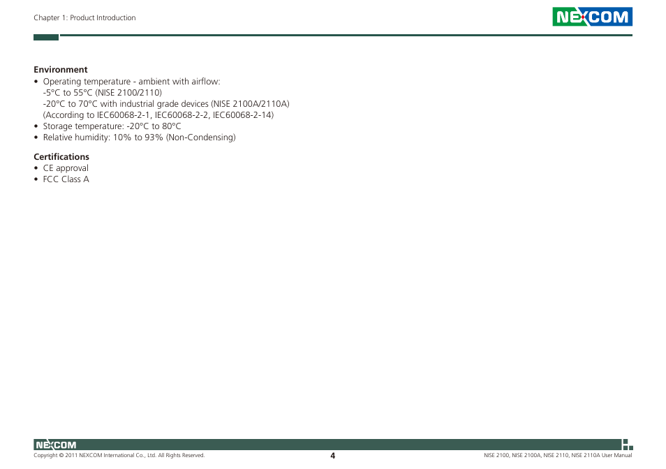 NEXCOM NISE 2100 User Manual | Page 17 / 87