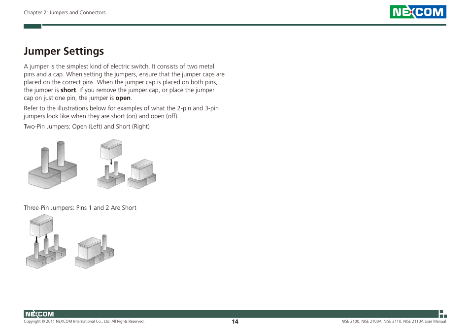 Jumper settings | NEXCOM NISE 2100 User Manual | Page 27 / 87