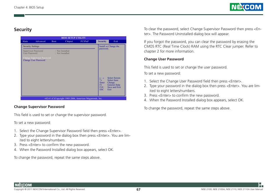 Security | NEXCOM NISE 2100 User Manual | Page 80 / 87