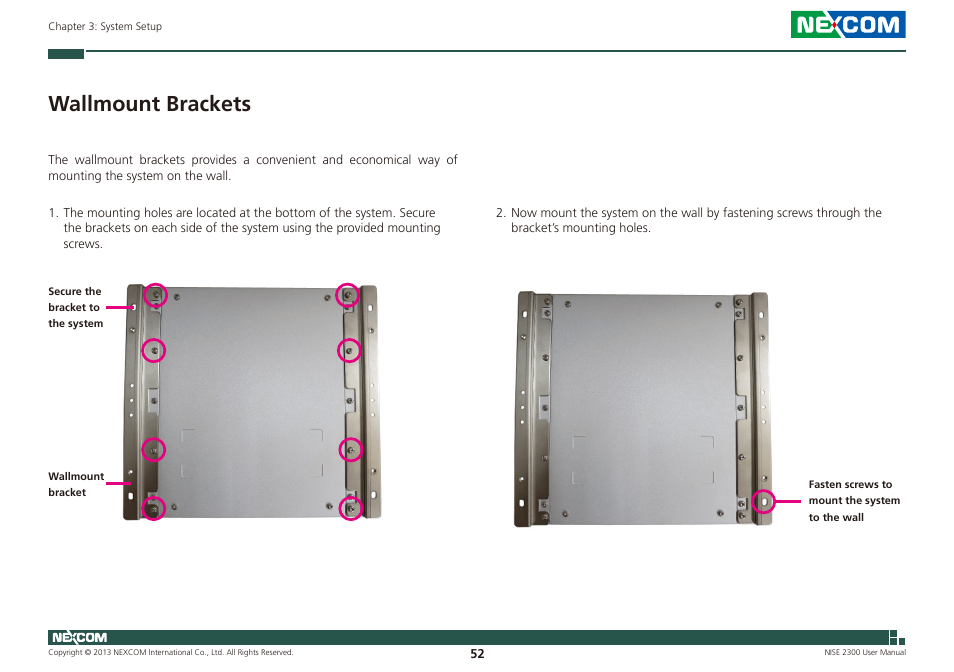 Wallmount brackets | NEXCOM NISE 2300 User Manual | Page 66 / 107