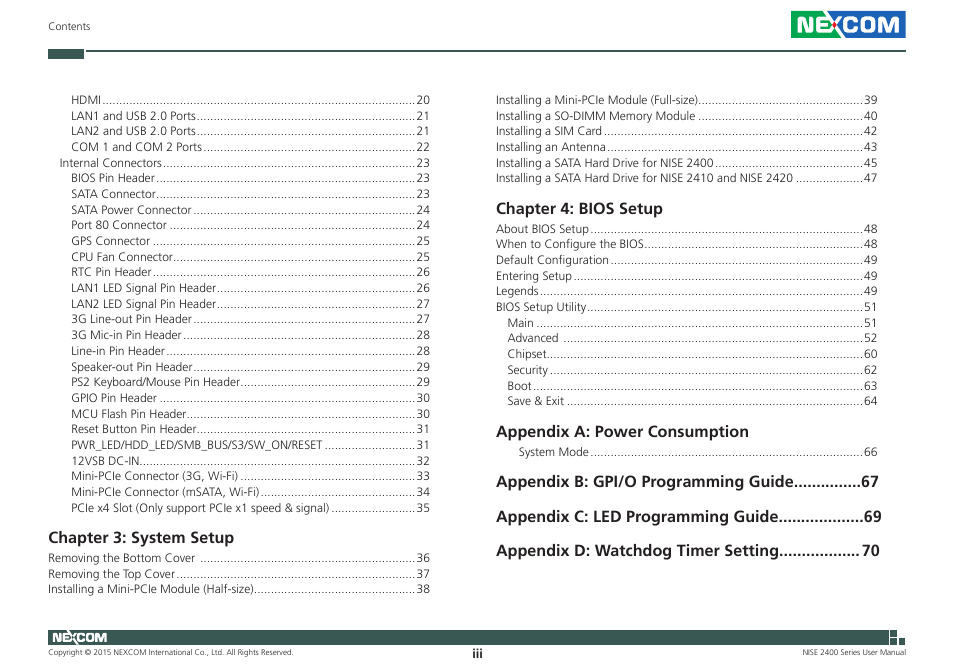 NEXCOM NISE 2400 User Manual | Page 3 / 84