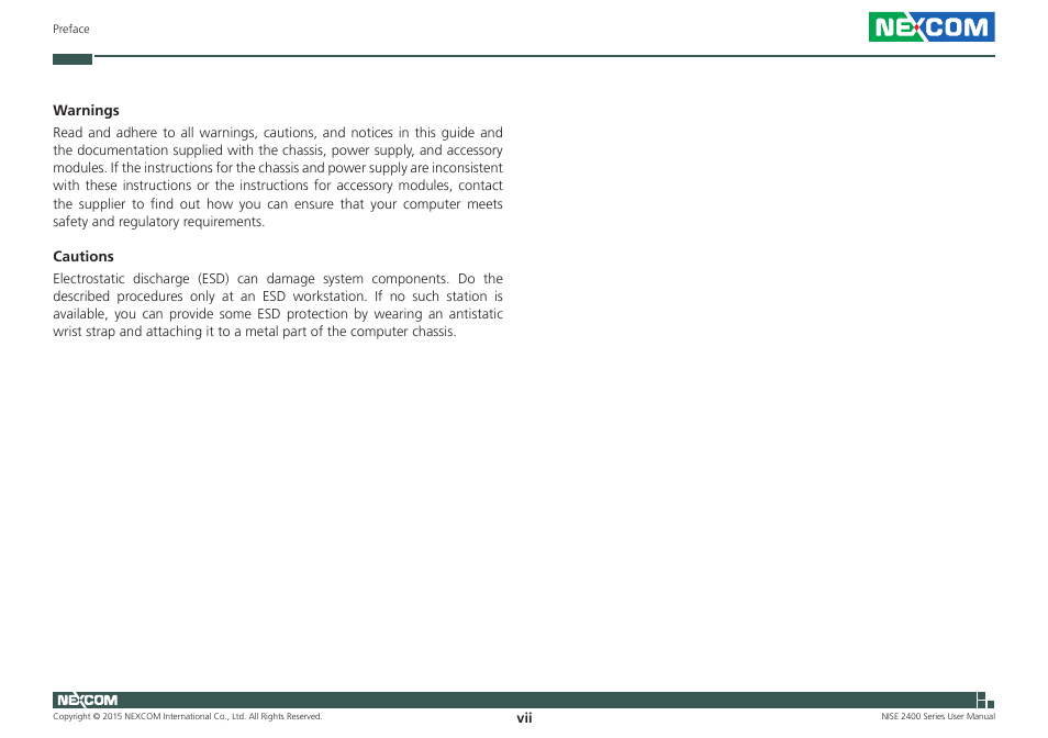 NEXCOM NISE 2400 User Manual | Page 7 / 84